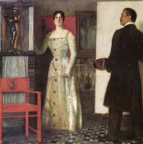 Franz von Stuck Selbstportrat des Malers und seiner Frau im Atelier Norge oil painting art